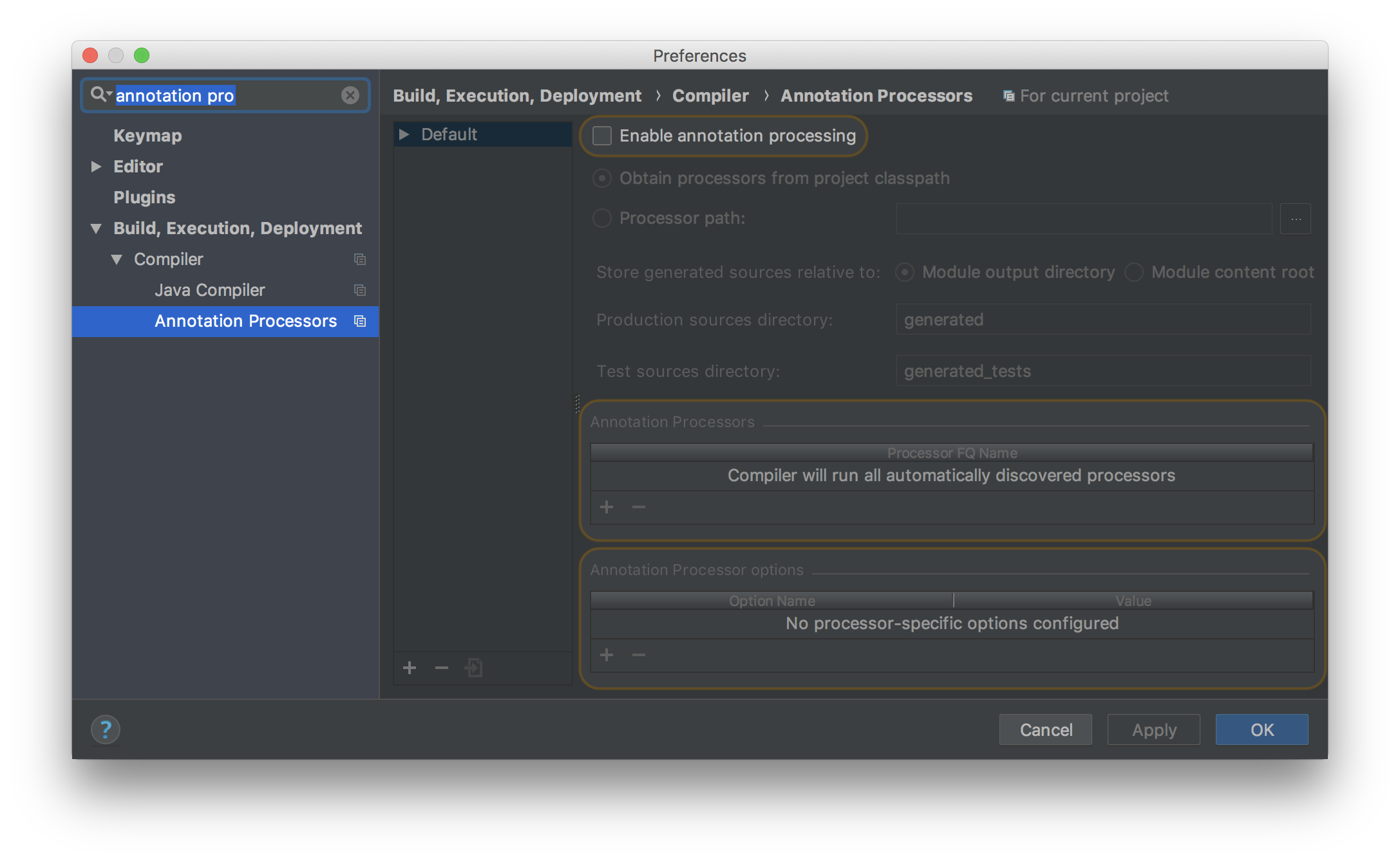 Default handler. Annotate!Pro. Включить annotation Processors в настройках idea. Java annotation Processor. INTELLIJ idea настройки MTU.